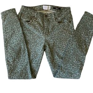 Parker Smith Skinny Olive green Teal Animal Print Cotton Blend Jean